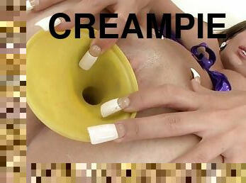 Richelle ryan gets creampied by two dudes and they serve her up using a funnel