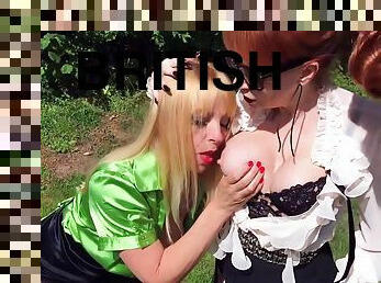 British Redhead Mom Licks Her Arousing Girlfriend Outside - Red Xxx
