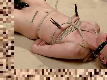 Petite Blonde Gets Spanked On Hogtie