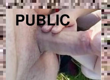 Public POV fuck on field. Cum on ass outdoor. Amateur couple