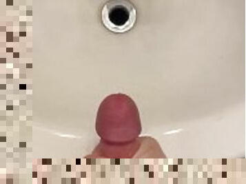 average or small? Cumshot in the bathroom