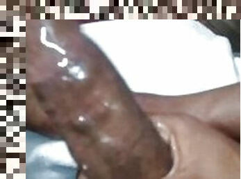 Fresh shaved lil black dick bust a nut