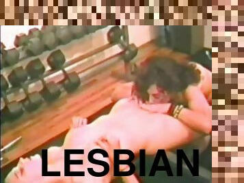 Lesbians work out naked and eat pussy