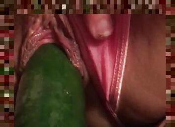 Masturbating with vegetables. Dirty Cucumber fuck