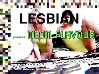 lesbisk, par, underkläder, fetisch, rökning