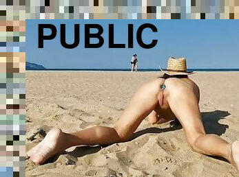 Shameless Public Exhibitionist Milf Flashing with Butt Plug