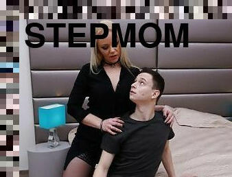 Horny Blonde Stepmom Teaches Her Teen Son How To Fuck