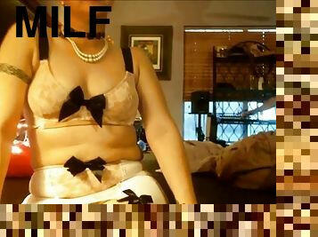 Milf girl has multiple orgasms in lingerie with toys