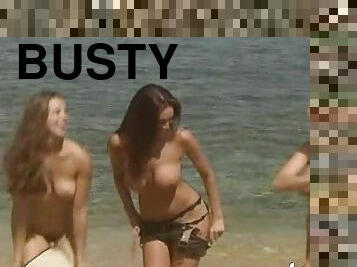 Busty Lesbians Angela Little, Cheyenne Silver & NIkki Nova Playing In The Beach