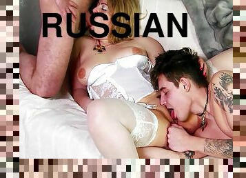 Russian Mom Seduce To Mmf Fuck By Young Step Son And Husband