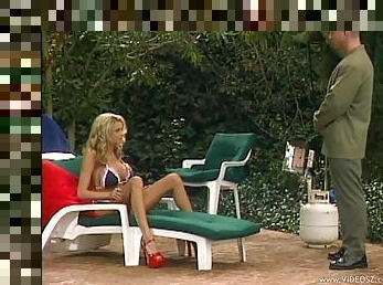 Incredible Blonde Shows This Lucky Bastard a Great Time By The Pool