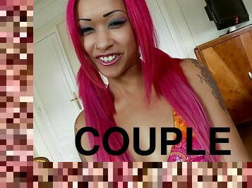 Skin Diamond is looking awesome with pink hair while riding a cock