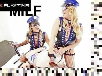 LATEXPLAYTIME Cute Raver Girl Anal Probed & Fisted by Police MILFs