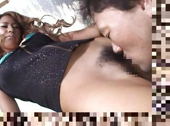 Quick blowjob in the bathroom from a lusty Japanese babe