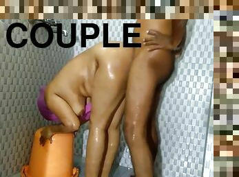 Exclusive- Desi Couple Bathing And Fucking In Bathroom