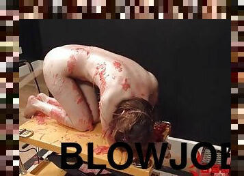 Pig slut covered in hot wax and beaten by her masters