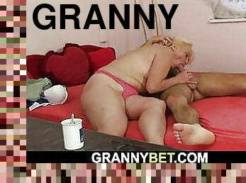 He picks up a 70yo old blonde granny for sex