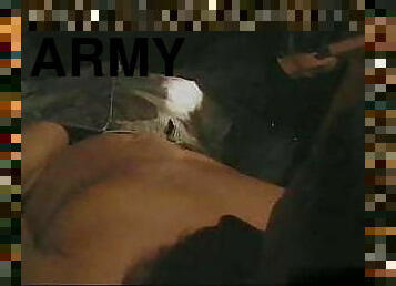 Hung army dude jerking and cumming