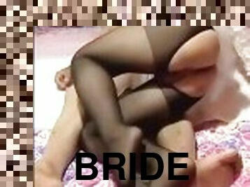 here comes the ladyboy bride sucking the cock of her husband fuck and cum at the end