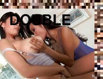 Double Dildo Fun! Asian Lesbians Tera Patrick And Lucy Lee Pussy Fuck!