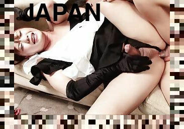 Sweet and sexy Japanese tranny maid stripped and fucked