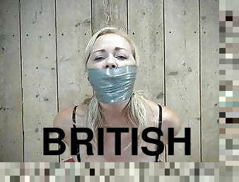 bdsm, européenne, blonde, britannique, euro, lingerie, bâillonnement, bondage