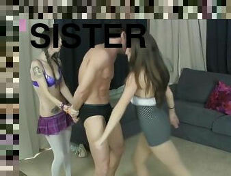 Sisters Pass Him Back and Forth with Knees