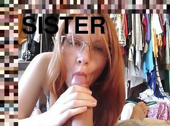 POV Nerdy Teen StepSister Riding till Facial