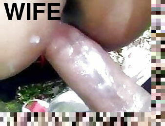 Wife go to outdoor 