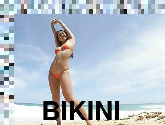 plaża, ładniutka, bikini