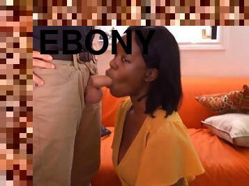 Ebony Babe Deep Throat a White Cock