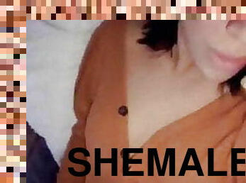 shemale, cumshot, hemmagjord, ung18, sprut, ensam