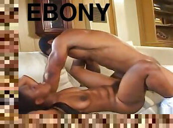 Good-looking buxomy ebony teen whore is sucking my cock