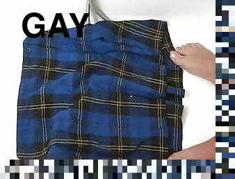 piss on blue tartan school skirt