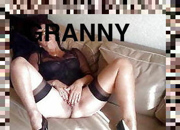 Granny masturbates after church