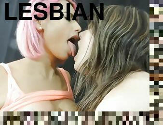 lesbiana, blonda, fetish, bruneta