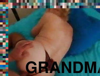 Slow anal sex with grandma on a bed
