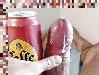 Beer can masturbation and cumshot