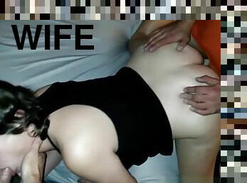 Local Guy Spit-Roasts Dirty Slutwife With Her Husband