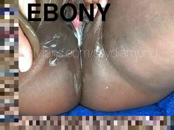 Ebony Creams On Big Dildo