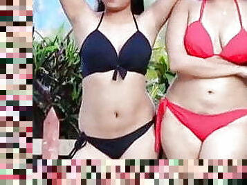 Two hot Desi girls in bikini style