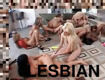 Lesbian orgy lots of hot dildo play