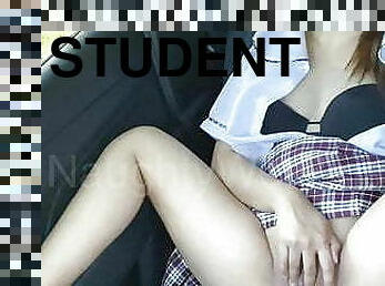 Horny Student Masturbate Beside A Grab Driver