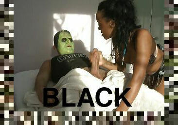 Frankensteins monster wakes up to fuck a hot black chick