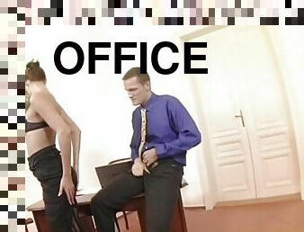 Seductive office girl in glasses gets screwed doggy style after giving a hot blowjob