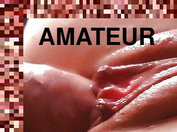 fitta-pussy, amatör, cumshot, tonåring, hemmagjord, creampie, knullande, tight, close-up