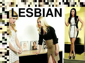 Luxurious blondes enjoy a sexy an nasty lesbian threesome