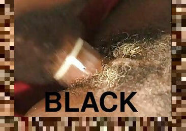 Black slut gets her hairy pussy licked and jammed hard