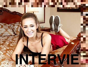 Pretty solo models relaxing and talking during an interview