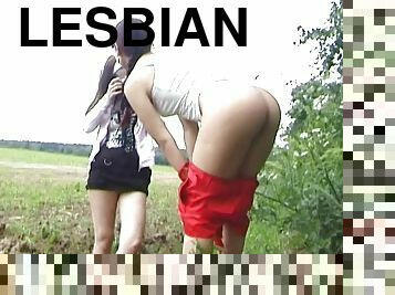 Taking nude pictures in the nature makes teen lesbians crave for pussy